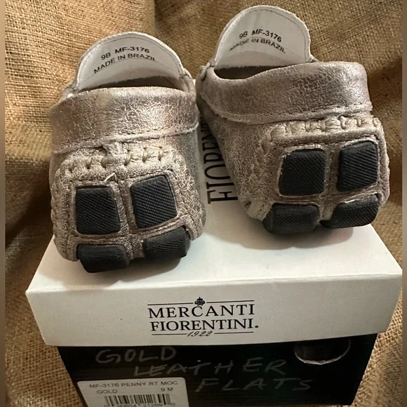 Mercanti Fiorentini Gold ✨ Leather Driving Loafers 👞 (Penny-style moccasins) 9M - Picture 4 of 7